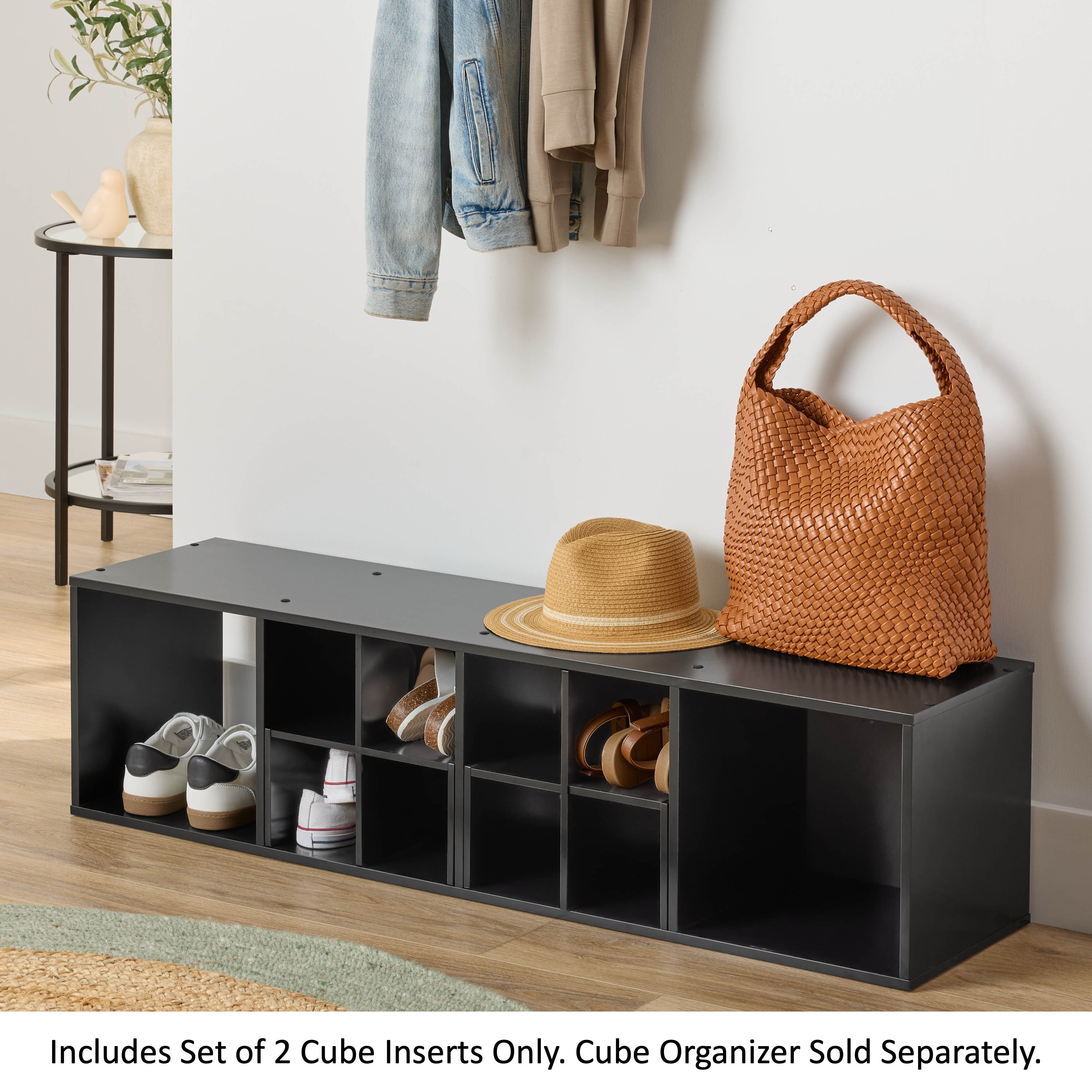Mainstays Cube Storage Quad Inserts, Set of 2, Black