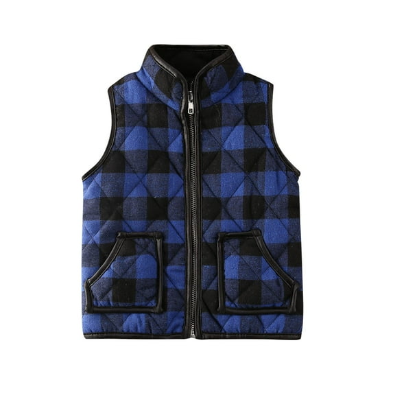 Bagilaanoe Toddler Baby Boy Girl Vest Jacket Plaid Sleeveless Zipper Up Shacket Coat with Pockets 1T 2T 3T 4T 5T 6T Kids Fall Casual Outwear