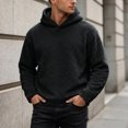 thumbnail image 2 of COMVALUE Men Solid Color Pullover Hoodie Soft Fuzzy Plush Fabric Long Sleeve Loose Fit Casual Hooded Sweatshirt for Everyday Outfits, 2 of 5