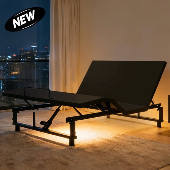 Queen Adjustable Bed Frame Base with Head & Foot Incline Wireless Remote Zero Gravity USB Ports LED Night Light Quiet Steel Motor 4 Adjustable Legs