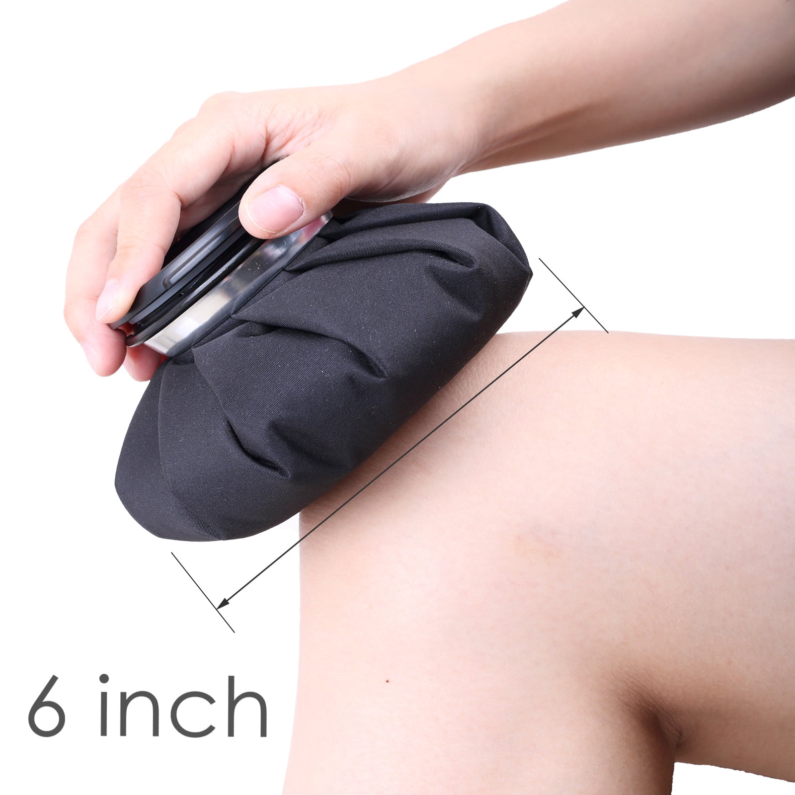 Ueasy Black Ice Bag 4 Packs Reusable Ice Packs for Injuries Hot Water Bags Cold Packs for Headache Shoulder Wrist Knee Menstruation Pain Relie