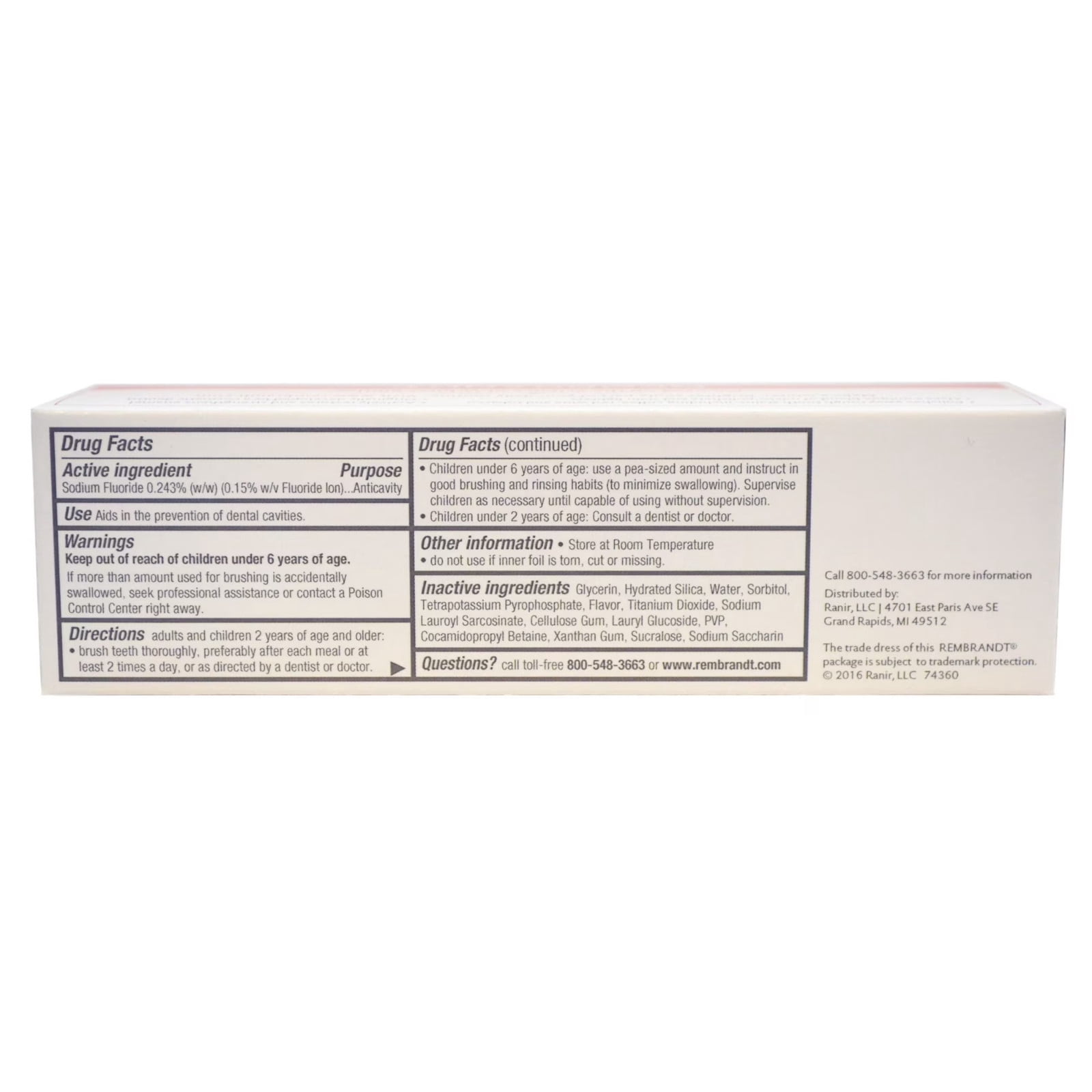 Rembrandt Intense Stain Whitening Mint Toothpaste, 3.5 Ounce Pack of 12 Bulk