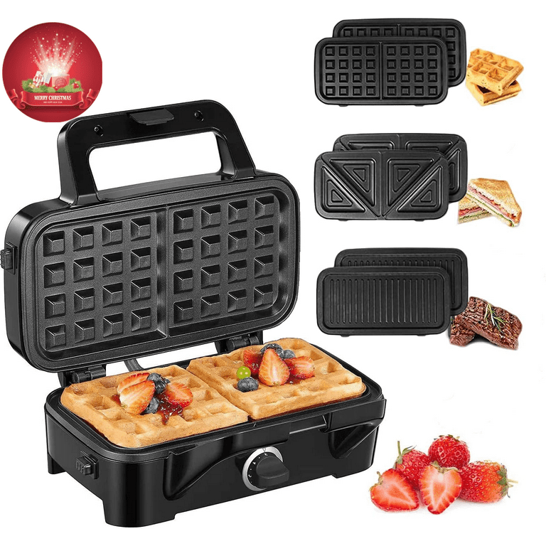  3 in 1 Breakfast Sandwich Maker Nonstick Panini Press Waffle  Maker Bubble waffle Egg puffs Electric Grill with Non-stick Coating &  Removale Plates : Grocery & Gourmet Food
