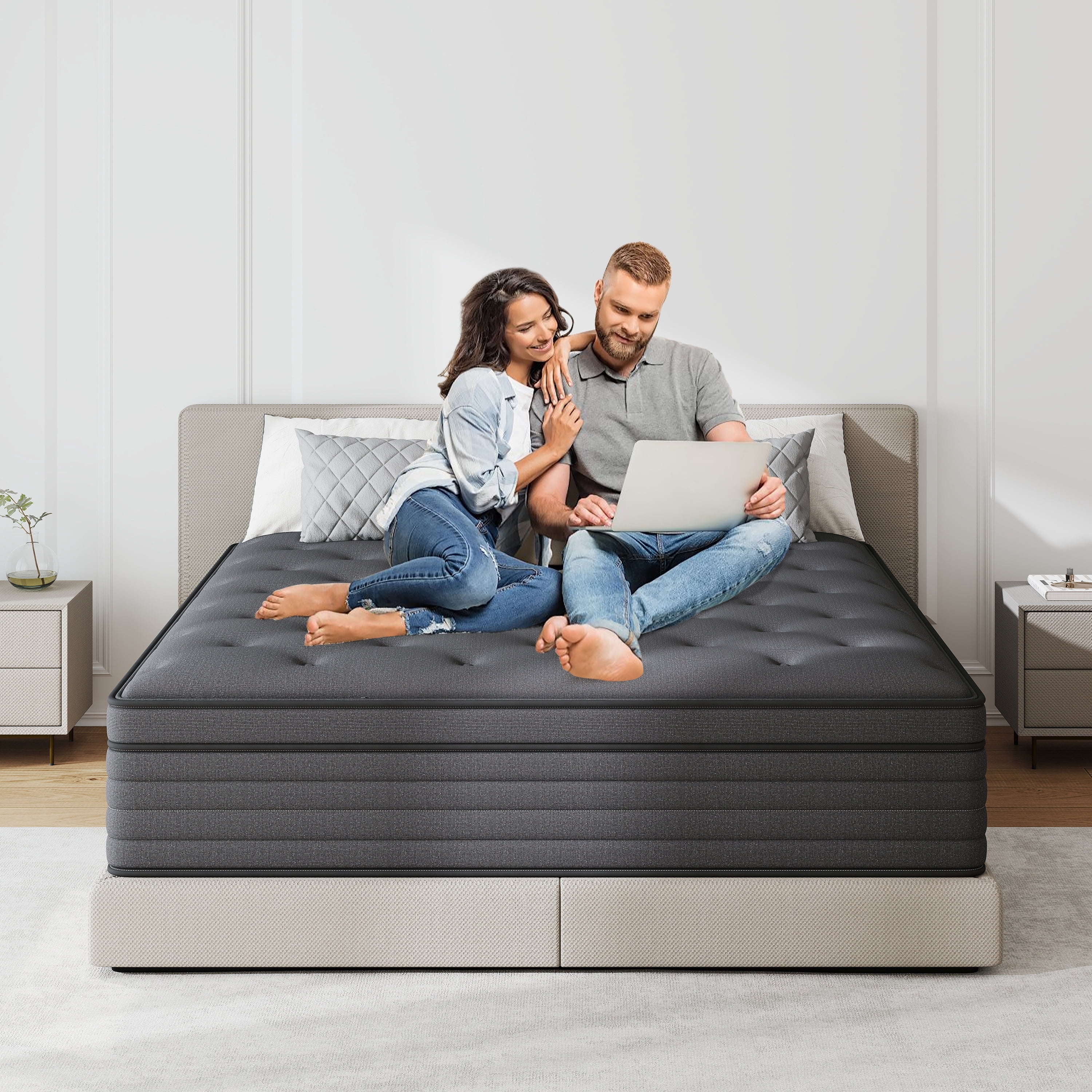 lemontalking 14" Full Mattress Gel Memory Foam Spring Hybrid Mattress in a Box