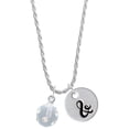 thumbnail image 1 of Delight Jewelry Silvertone 3-D Frosted Clear Resin Ornament with Crystals Silvertone Script Initial Disc - & - Charm Necklace, 20"+3", 1 of 4