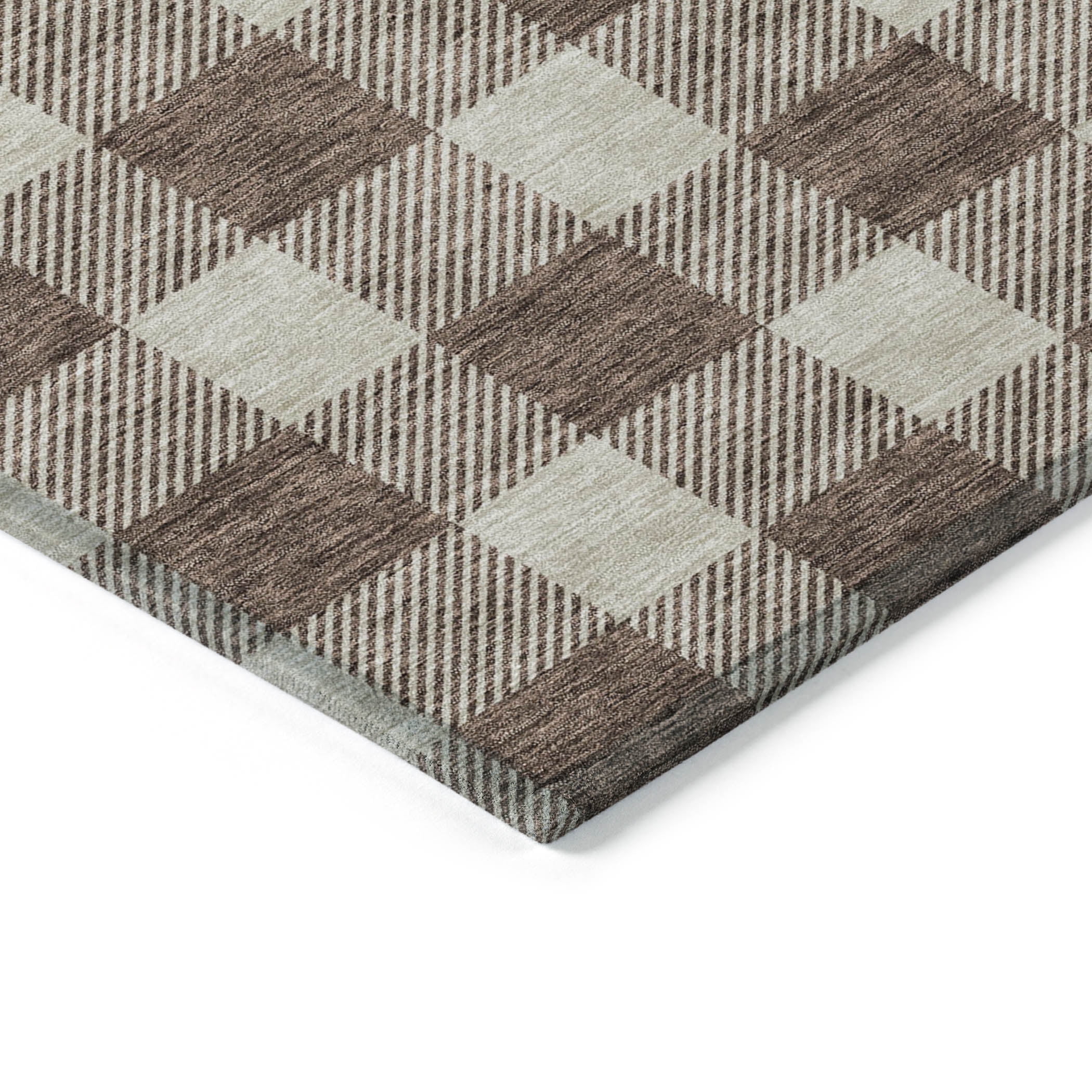 Addison Rugs Chantille Indoor/Outdoor Transitional Plaid Brown Washable Runner Rug, 2'3" x 7'6"