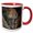 Red/White, variant on 3drose, Africa, Zambia. Portrait of Leopard in Tree., 11oz Two-tone Black Mug