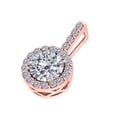 thumbnail image 3 of Mauli Jewels Engagement Necklace for Women 0.65 Carat Elegant Look Halo Diamond Pendant 4 prongs 14K Rose Gold With 18'' Chain|Silver Chain, 3 of 6
