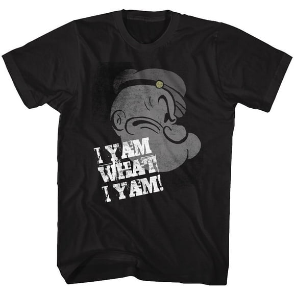 Popeye Profile I Yam Black Adult T-Shirt 4Xl