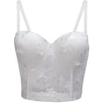 thumbnail image 2 of QSAWXQZ Women's Bustier Bra Corset Top with Underwired Bra Spaghetti Straps Sleeveless Sweetheart Neckline Hook Eye Back Closure Mesh Cropped Top 40, 2 of 6