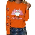 thumbnail image 2 of Fznquz Crewneck Ladies Tops Long Sleeve Christmas Orange T Shirt Trendy Casual 2025 T Shirts for Women, 2 of 4