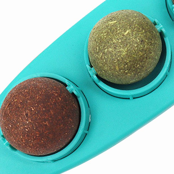 Juguetes de bolas de menta para gatos juguetes comestibles para gatos bolas de masticación giratorias 3 en 1 (azul) JShteea Libre de BPA