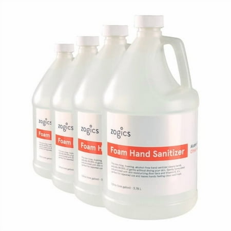 Zogics 128 oz Alcohol-Free Foam Citrus + Aloe Hand Sanitizer, (1 Gallon or Case of 4)