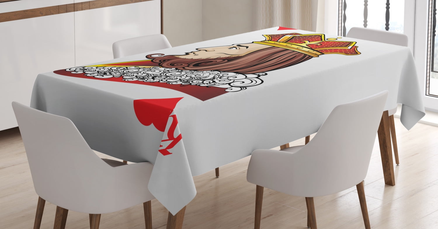Casino Tablecloth, King of Heart Deck Romantic Graphic Play Card Design