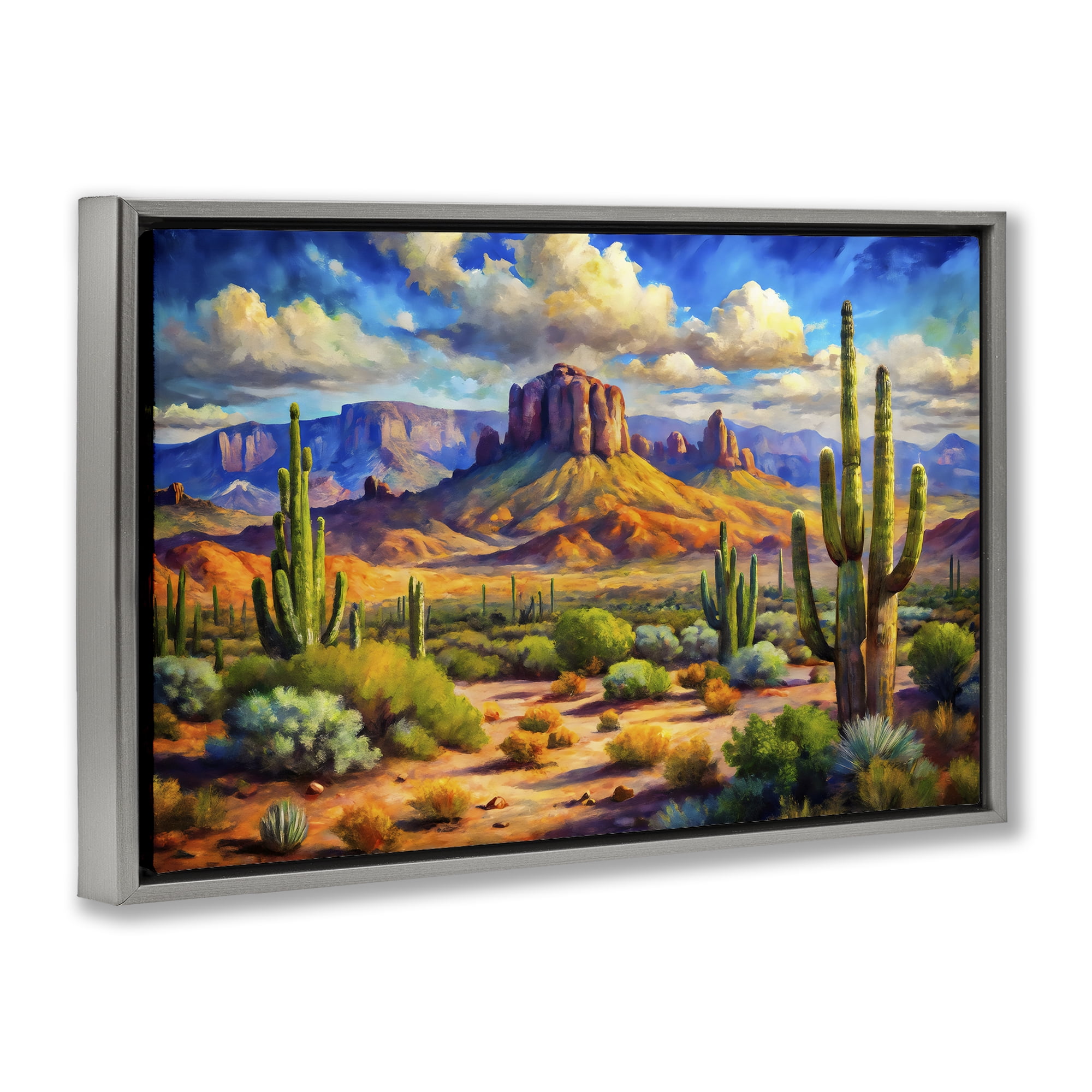 Stupell Industries Majestic Saguaro Desert Landscape Gray Framed Floater Canvas Wall Art, design by Creative Studio