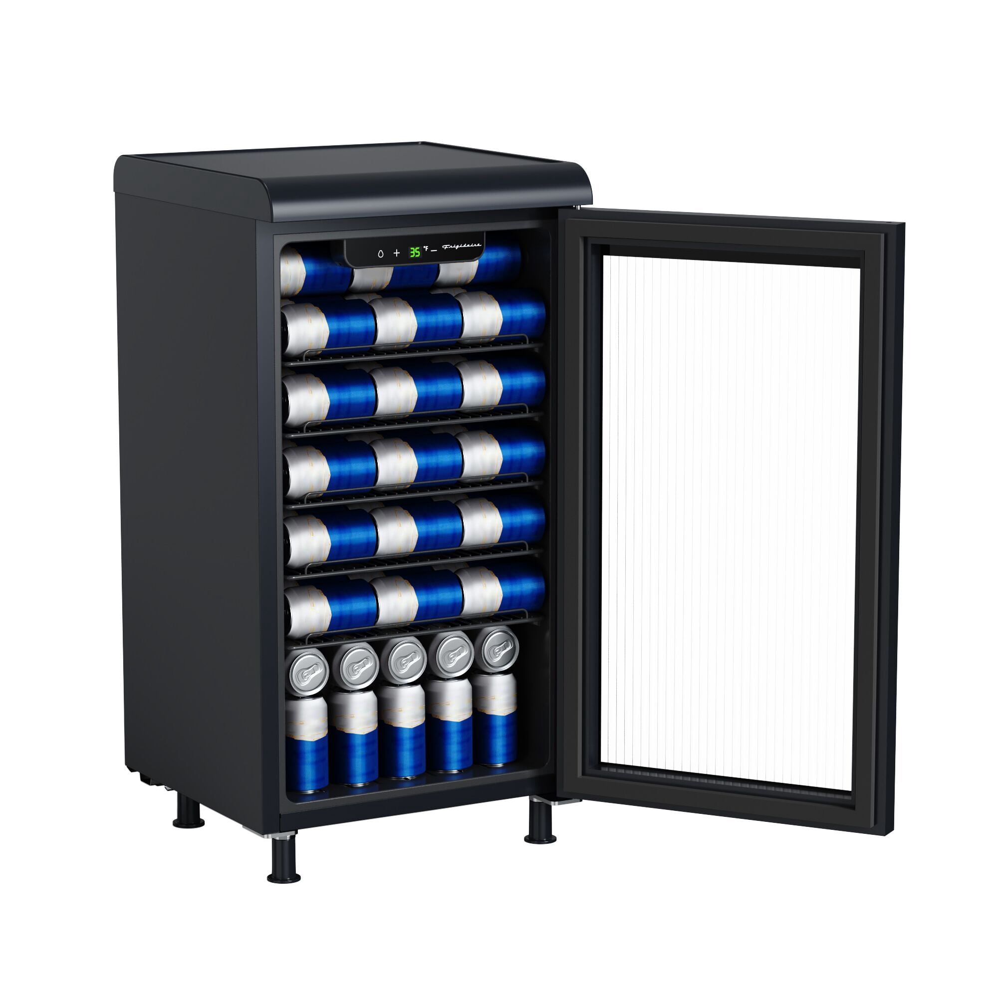 Frigidaire 27 Bottle / 117 Can Retro Wine Cooler with Built-in Bar Top, 3.1 Cu. ft. Beverage Refrigerator with Tempered Glass Door, Black