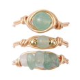 thumbnail image 2 of 3Pcs 3 Styles Natural Rose Quartz & Amethyst & Green Aventurine Finger Rings Copper Wire Wrapped Jewelry for Women Size 8 1/2(18.5mm) 1pc/style, 2 of 8
