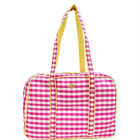 Hot Pink Gingham Cosmetic Travel Tote