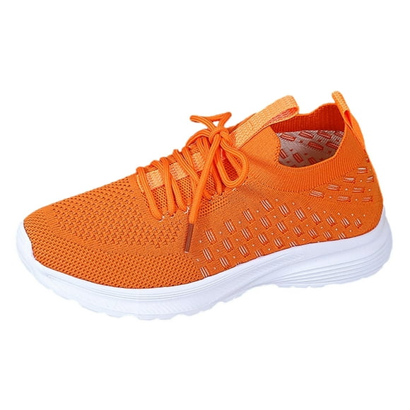 nsendm Women Sneaker Adult Female Sneaker Women 8 Fashion Spring and Summer Women Sports Shoes Flat Bottom Sneaker Wedges Shoes for Women Wedding Orange 8