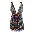 thumbnail image 4 of DHFJKG Womens Sparkly Sequins Dresses Sexy Deep V Neck Backless Floral Adjustable Spaghetti Strap Mini Dress Night Party Wear Stylish Dresses, 4 of 5