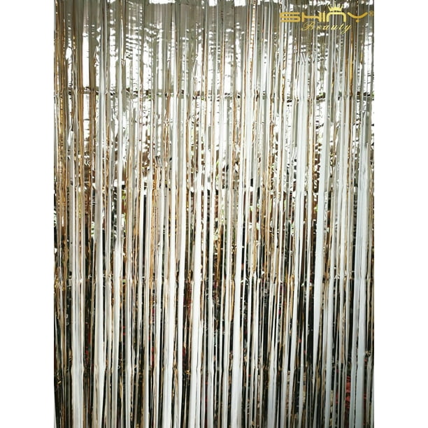 Tinsel Foil FringeBackdrop12FTX8FTChampagne Metallic Door Window