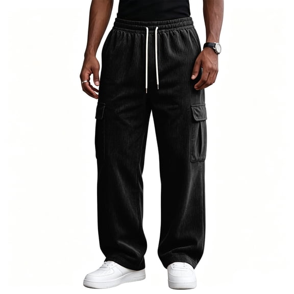 Wutalume Men's Elastic Waist Fit Sweatpants — Relaxed Joggers for Men with Drawstring, Wide Leg Lounge Trousers, Perfect for Gym
