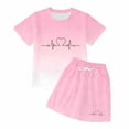 thumbnail image 3 of Tiijoy Summer Outfits for Girls Gradient Letter Short Sleeve Tshirt Shorts Set, Sizes 2-14, 3 of 4