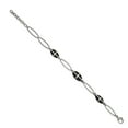 thumbnail image 2 of Stainless Steel Polished Black IP-plated 7in With 1in ext. Cross Chain Bracelet; for Adults and Teens; for Women and Men, 2 of 4