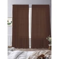 thumbnail image 3 of Brown Pure Color Sheer Curtains 96 Inch Length 2 Panels Set Window Treatments, Aesthetics Contemporary Luxury Rod Pocket Semi Curtains for Living Room/Bedroom/Kitchen Décor, 104"W x 96"L, 3 of 7