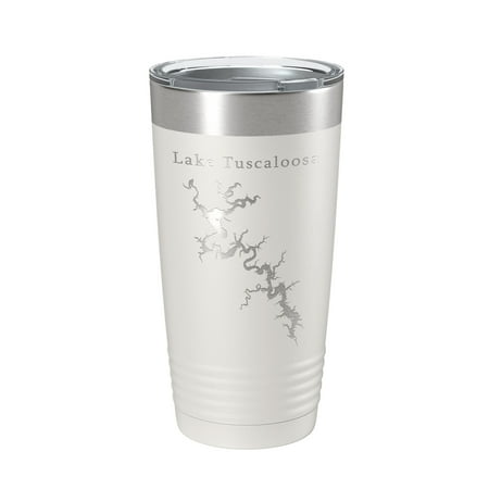 

Lake Tuscaloosa Map Tumbler Travel Mug Insulated Laser Engraved Coffee Cup Alabama 20 oz White