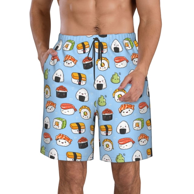 Fotbe Kawaii Sushi (2) Trajes de Baño Estampados para Hombre, Shorts de Verano de Secado Rápido, Ropa de Playa, Bañadores-X-Large