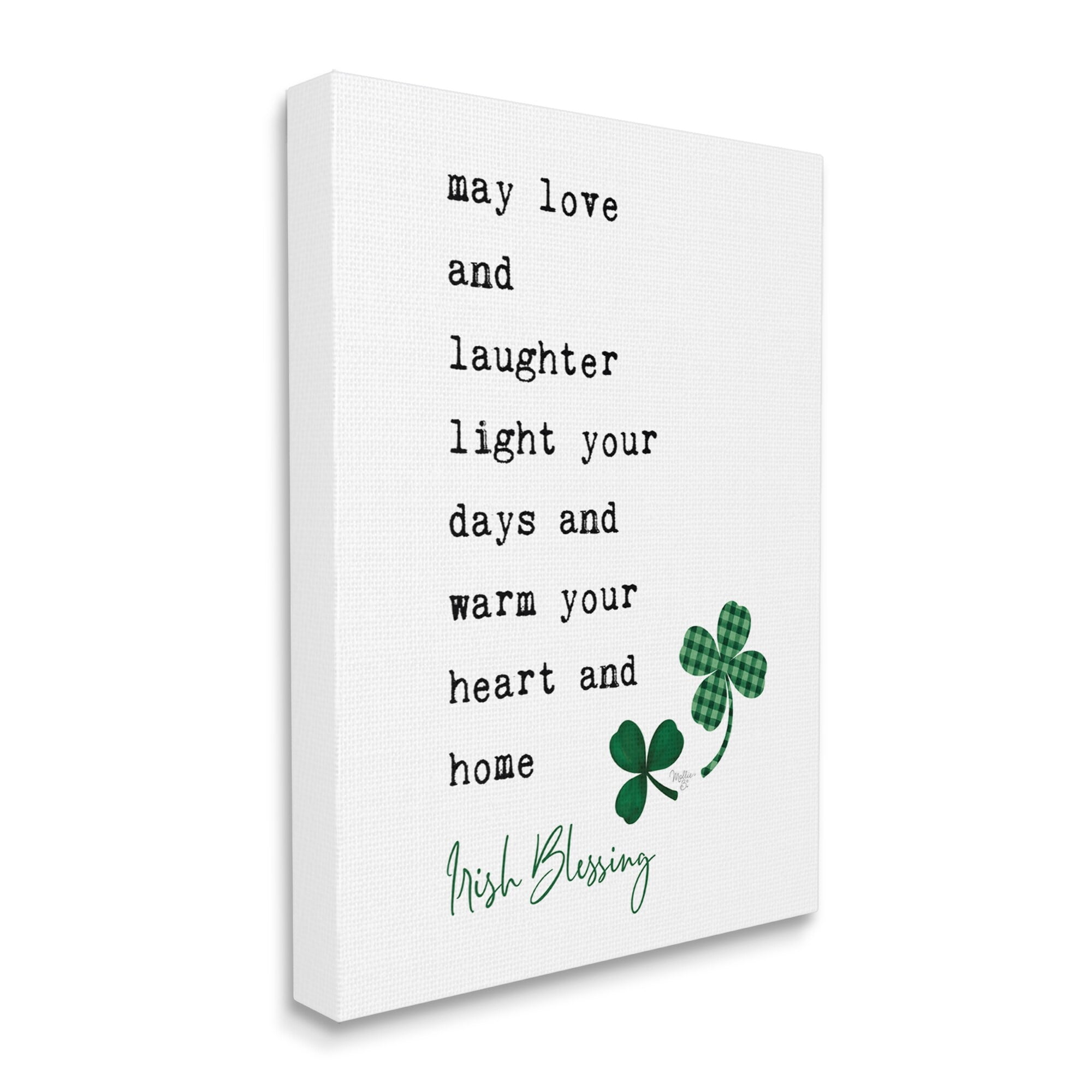 Stupell Industries Heart & Home Touching Irish Blessing Clover Motif Canvas Wall Art, 16 x 20, Design by Mollie B.