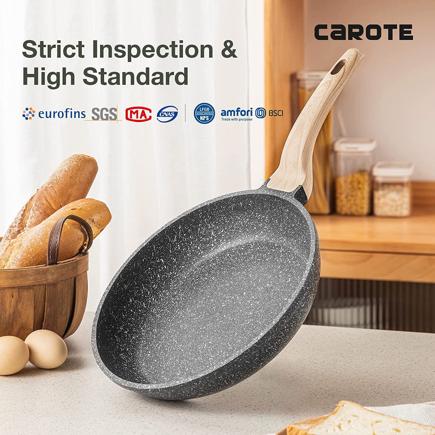 Carote 11 Inch Non-stick Frying Pan Skillet,Stone Cookware Granite Coating from 
