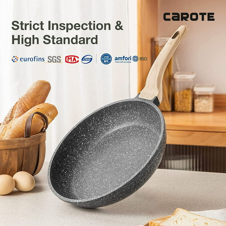 KOLEX Nonstick Frying Pan Skillet, 9.5-Inch Non Stick Granite Egg Pan  Omelet Pans, Healthy Stone Cookware Chef's Pan, PFOA Free, Induction  Compatible