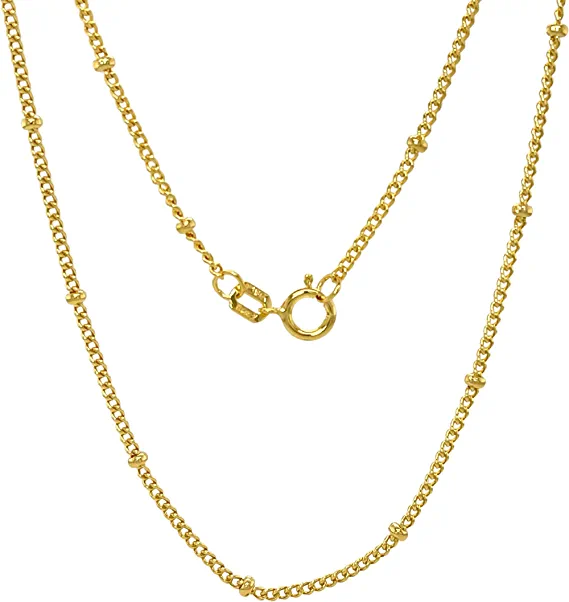 Jewelheart 14K Real Gold Cuban Link Satellite Chain Diamond Cut Ball