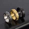 thumbnail image 4 of Nordic Style Viking Text Stainless Steel Rotatable Ring, Retro Men'S Black Fashionable Ring, 4 of 4