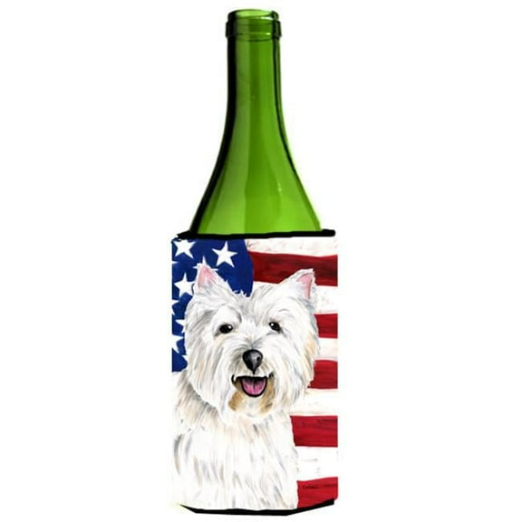 Usa American Flag With Westie Wine bottle sleeve Hugger - 24 oz.