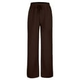 thumbnail image 4 of YUEJUIR Wide Leg Pants Woman Womens Casual Lightweight Drawstring Elastic Waist Loose Trousers Wide Leg Pants Harem Pants Womens Work Pants Business Casual (Brown,XL), 4 of 5