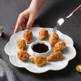 thumbnail image 4 of Platos de albóndigas con patrón de piedra con compartimento para salsa para mojar, juego de 2 platos de sushi de plástico, platos para servir de grado comercial para aperitivos bocadillos de, 4 of 5