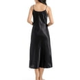 thumbnail image 2 of Gustave V Neck Silk Nightgowns for Women Sexy Satin Chemise Lingerie Sleepwear Silk Slip Nightdress Elegant Spaghetti Strap Midi Dress "Black, L", 2 of 5