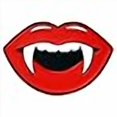 thumbnail image 2 of PinMart Vampire Lips with Fangs Halloween Enamel Lapel Pin, 2 of 4