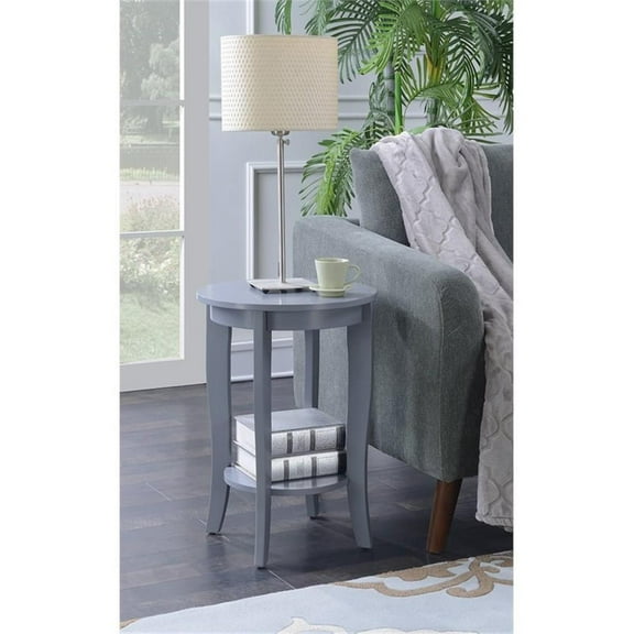 Pemberly Row Round End Table in Gray Wood Finish