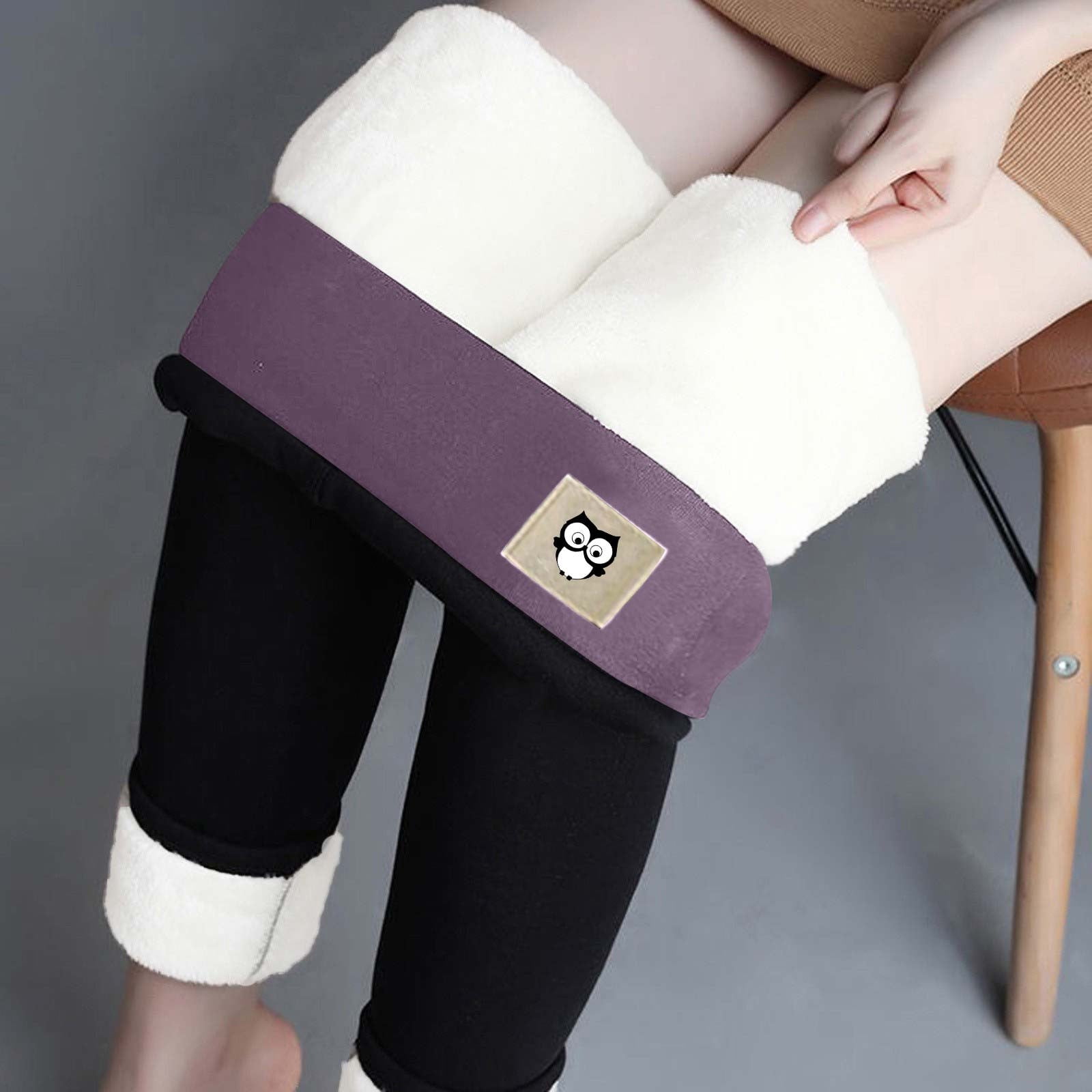 zanvin Fleece Leggings for Women Plush Velvet Thicken Warm Pant Fall Winter High Waistband Snow Pants Lined Thermal Clothes Black