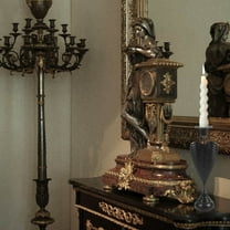 TABLZONE Black Vintage Metal Candle Stick Holder Decorative Retro Table Centerpiece