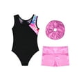 thumbnail image 4 of HULIJA Kids Girls 3Pcs Sleeveless Gymnastics Ballet Leotard with Shorts Headband Set Dance Workout Pink 10, 4 of 5