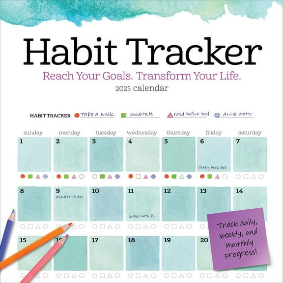 Habit Tracker Wall Calendar 2025: Reach Your Goals--Transform Your Life, (Paperback)