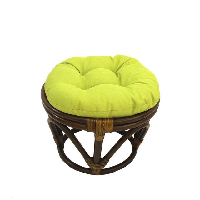 Ottomane en Rotin avec Coussin en Tissu pour l'Extérieur - Lime