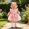 thumbnail image 2 of RMGVDSD Baby Girl Romper Tutu Dress Ruffle Sleeveless Backless Bowknot Bodysuits Cute Tulle Dress Headband Summer Outfit 3-6 Months, 2 of 8