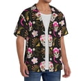 thumbnail image 2 of KLL Skull Daisy Print Men's Shirt Short Sleeve Button Down Summer Cuba Beach Shirts- 3X-Large, 2 of 5