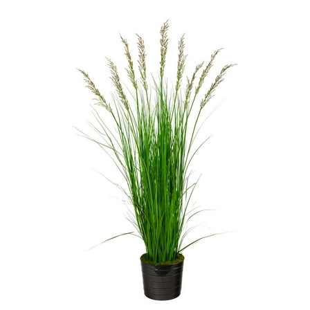 Nearly Natural 6' Grass Artificial Plant in Black Tin Planter, Green